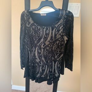 Janette Plus Elegant Black Sheer Blouse